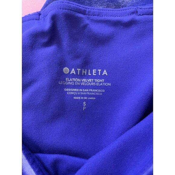Athleta Purple Velvet Leggings SM Soft Stretch High Rise Athleisure Yoga Lounge - Picture 7 of 10